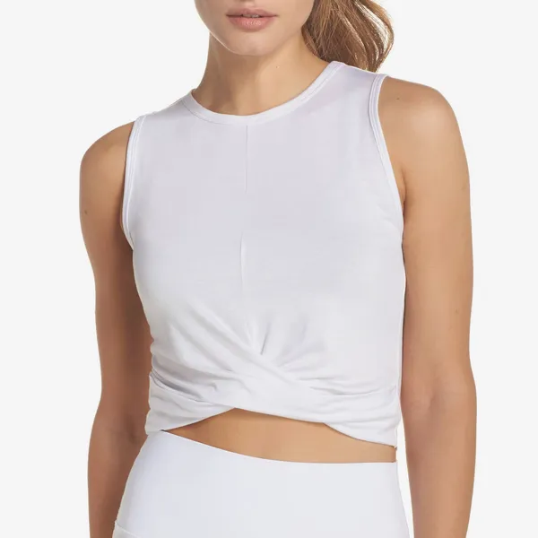 Custom fitted yoga top with built-in bra