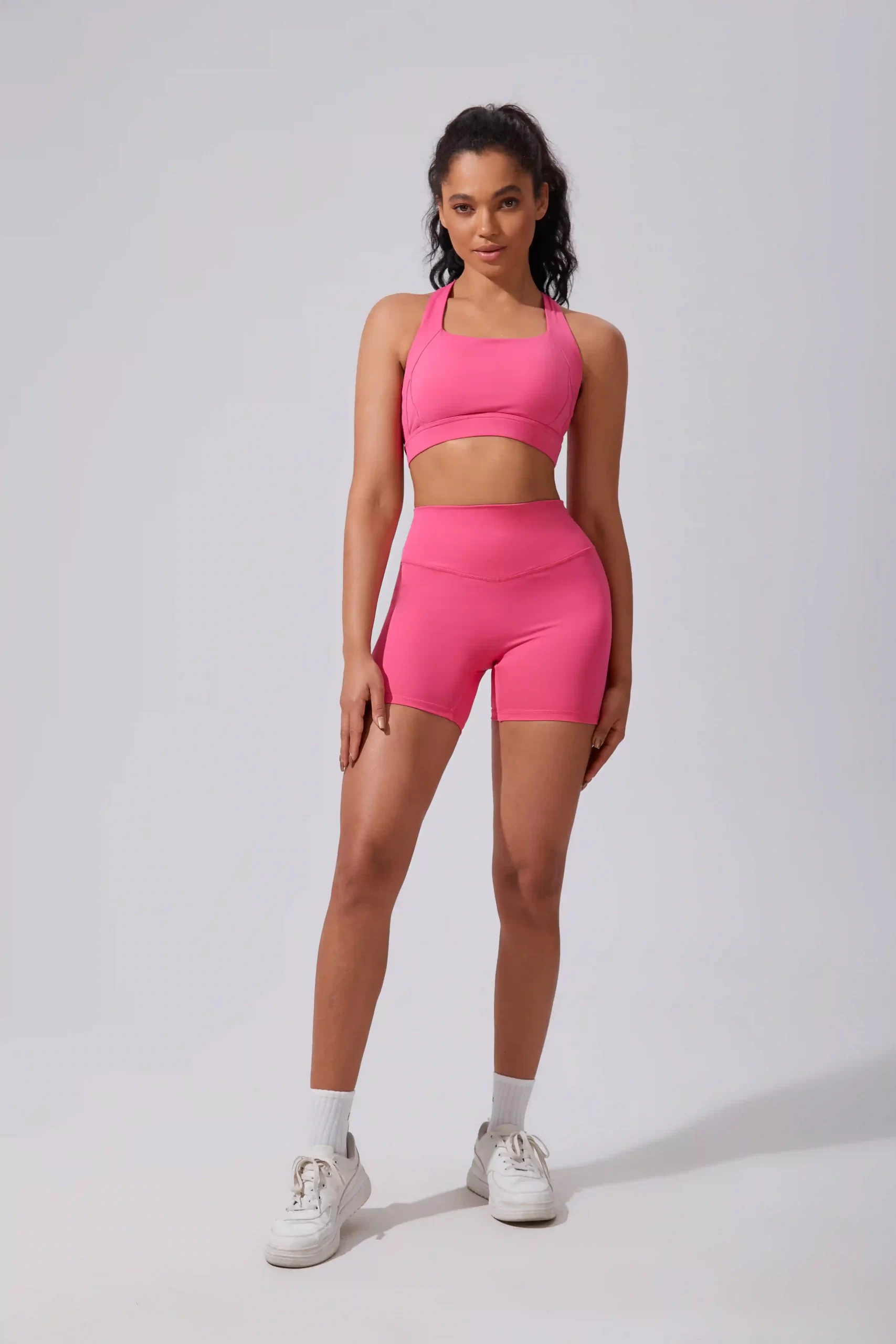 Custom high-waisted yoga and Pilates shorts