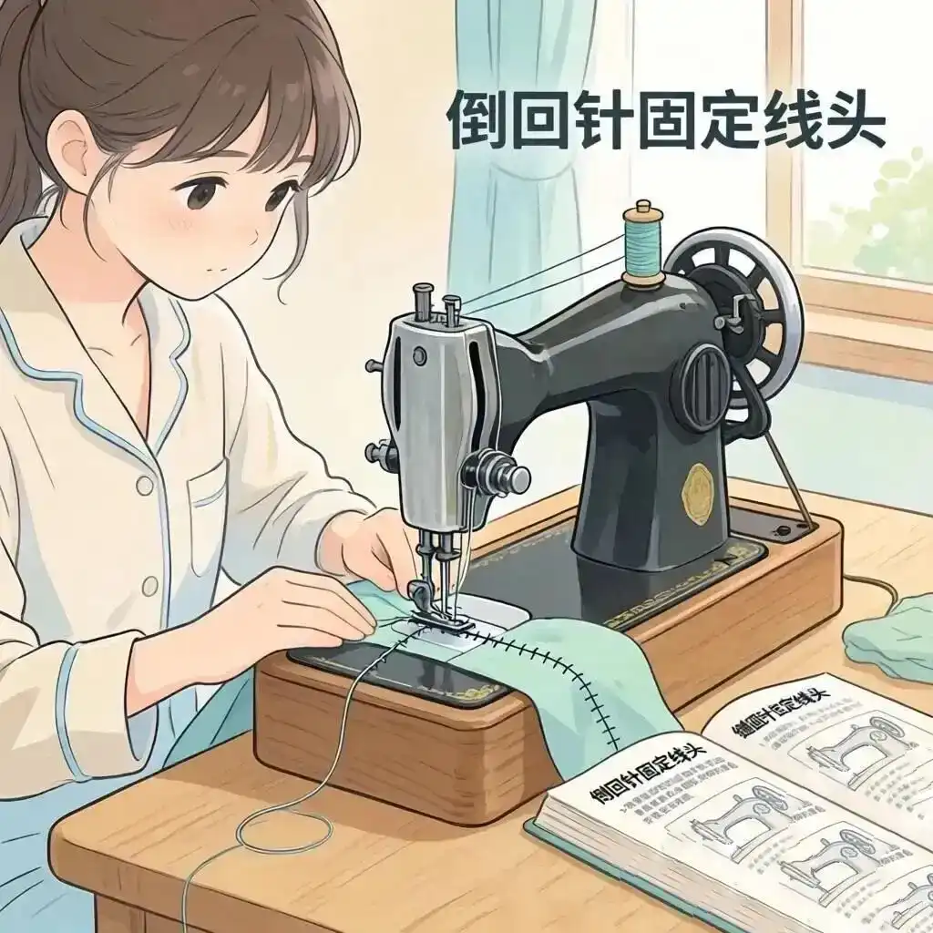 Beginner sewing tip showing how to backstitch at the start and end of a seam to secure thread and improve garment stitch durability