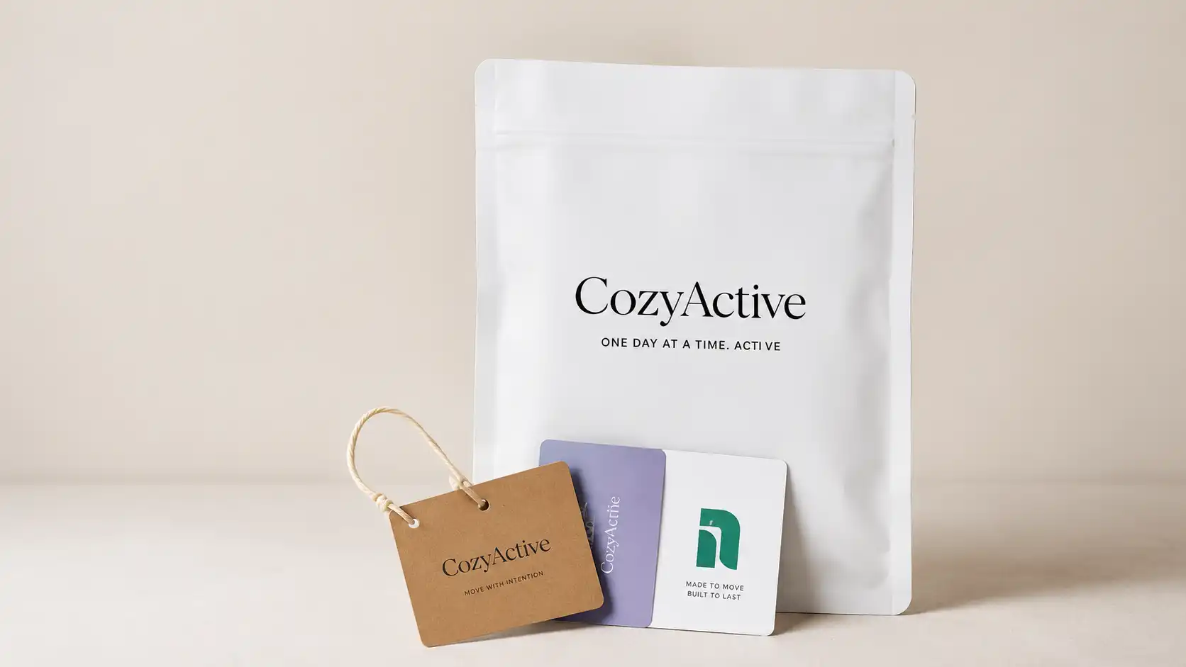 Men's activewear labels hangtags and packaging