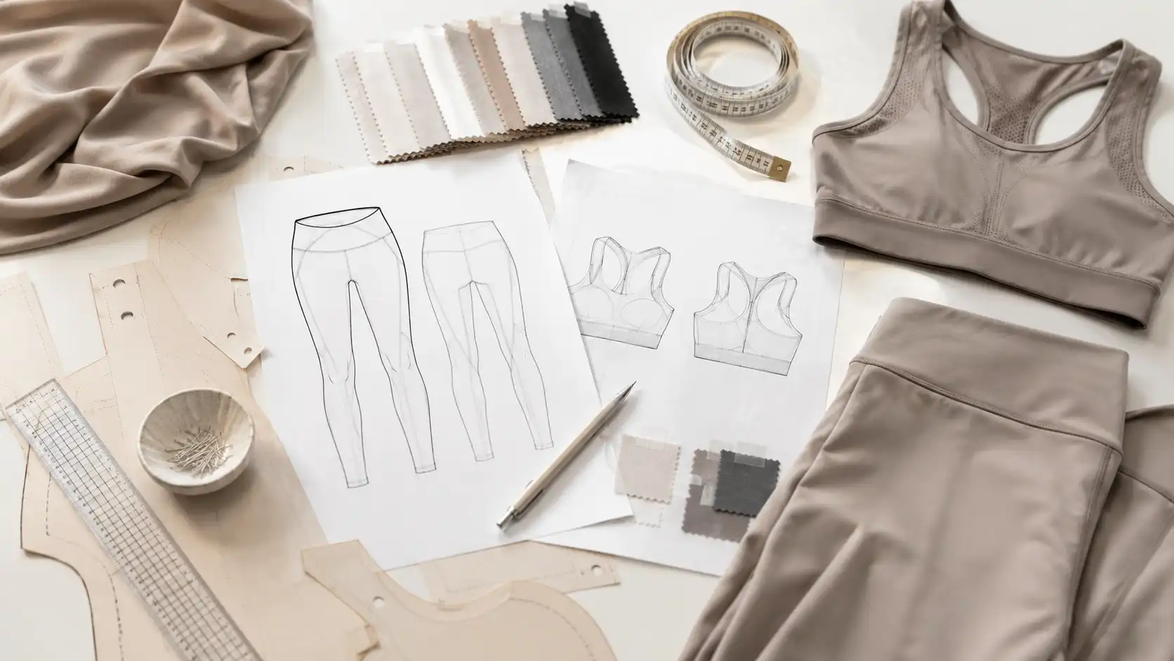 Technical sketches for a fully custom activewear collection