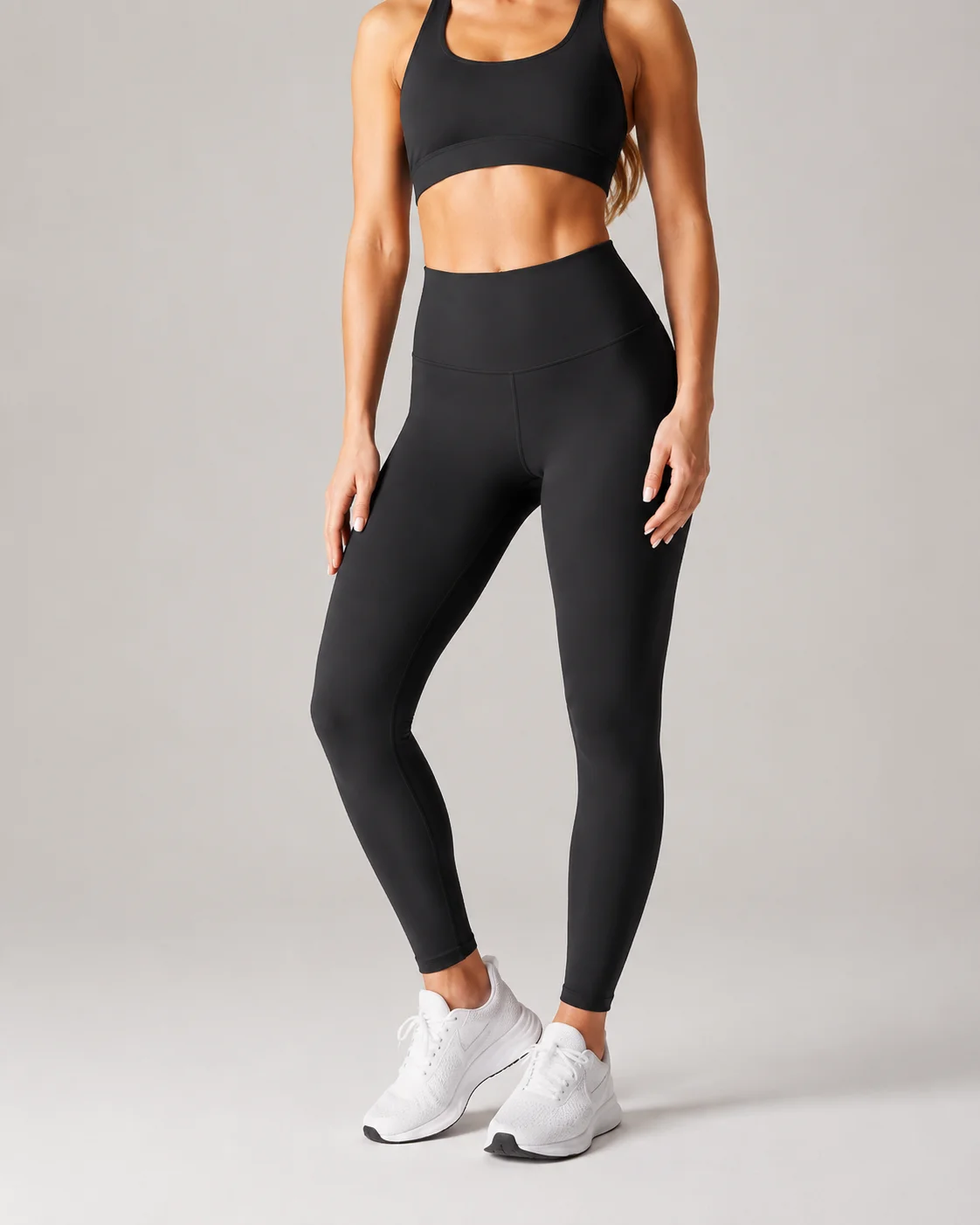 High-waist custom leggings with wide supportive waistband