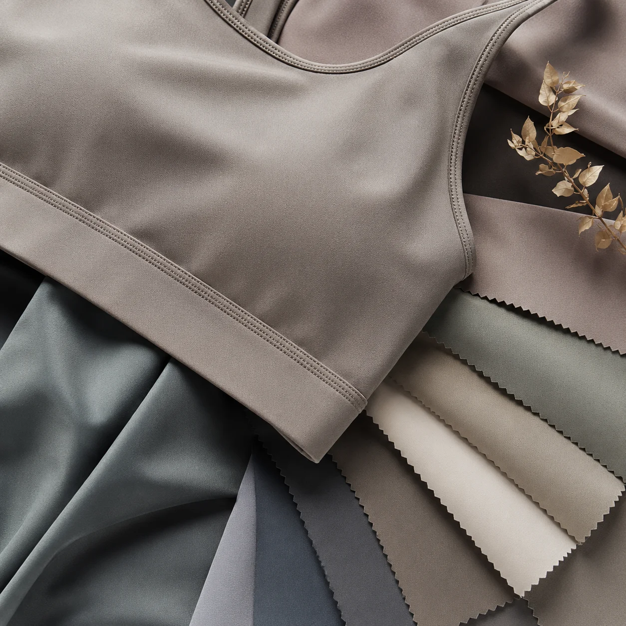 Soft matte performance fabric for sports bra development