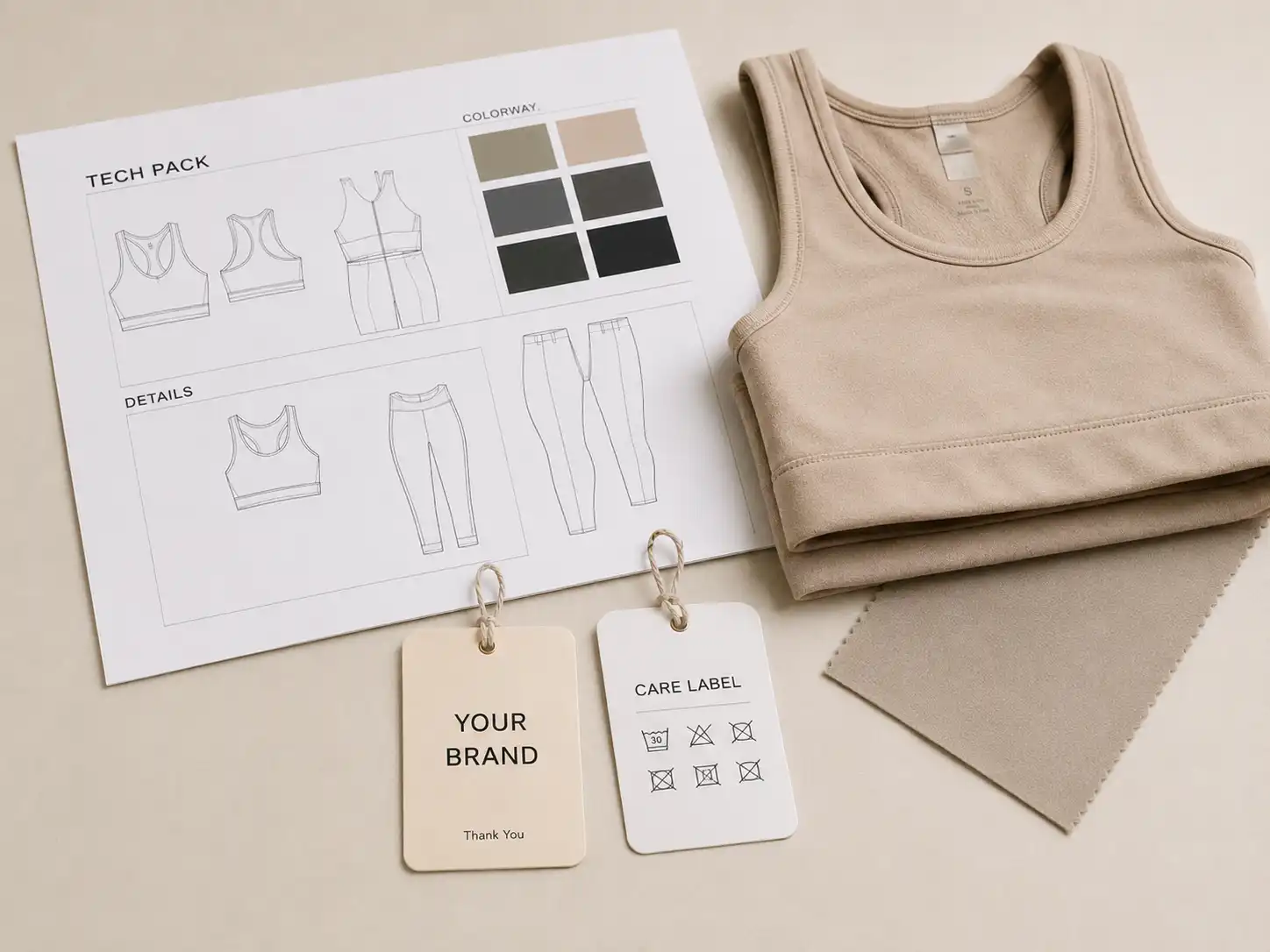 Private label activewear development from tech pack to bulk production