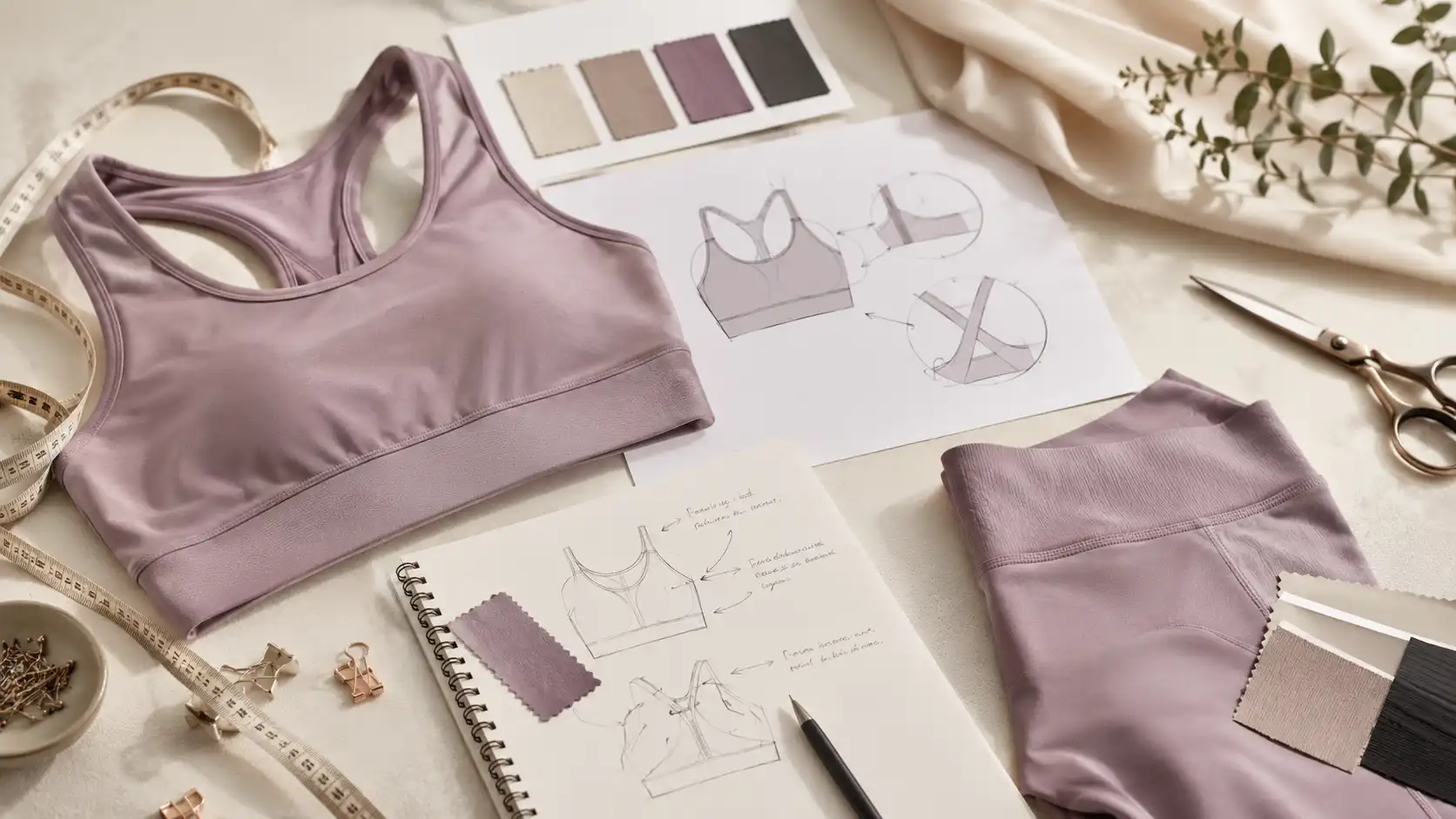 Existing activewear style modified with custom straps fit and design details