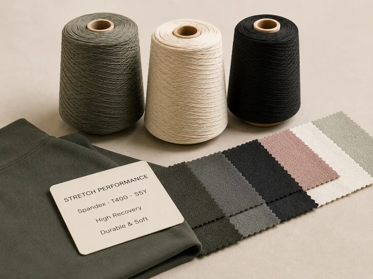 Spandex T400 and SSY elastic fibers for custom activewear fabrics